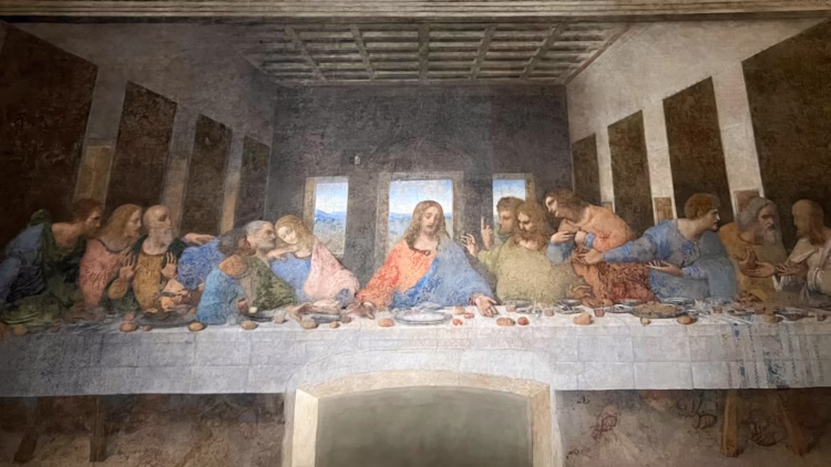 The Last Supper wall painting by Leonardo da Vinci in Milan
