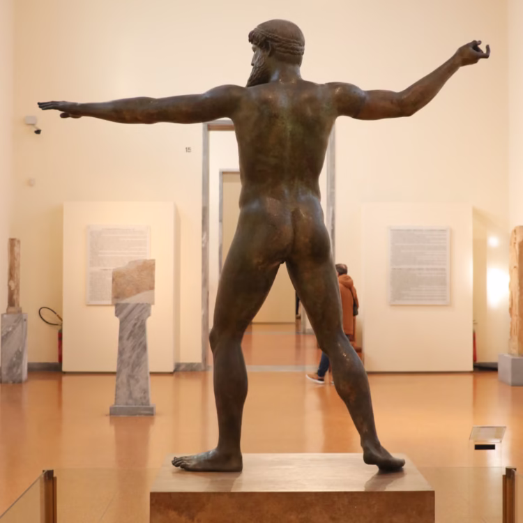 Bronze Statue of Zeus of Artemision seen from the behind rear