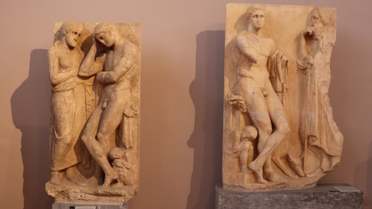 Marble grave stelae from Athens