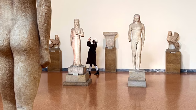 Phrasikleia and the Kouros of Myrhinous in National Archaeological Museum in Athens, Greece.