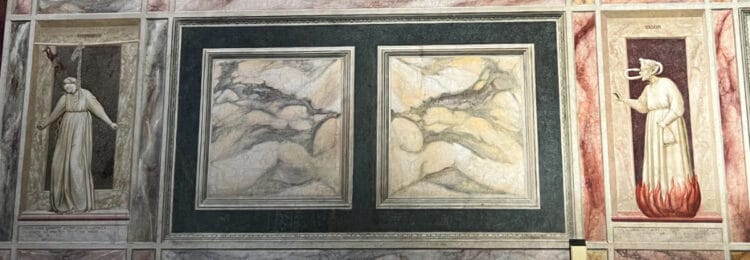 the vices of Despair and Envy on Giotto Grisailles in the Scrovegni Chapel in Padua