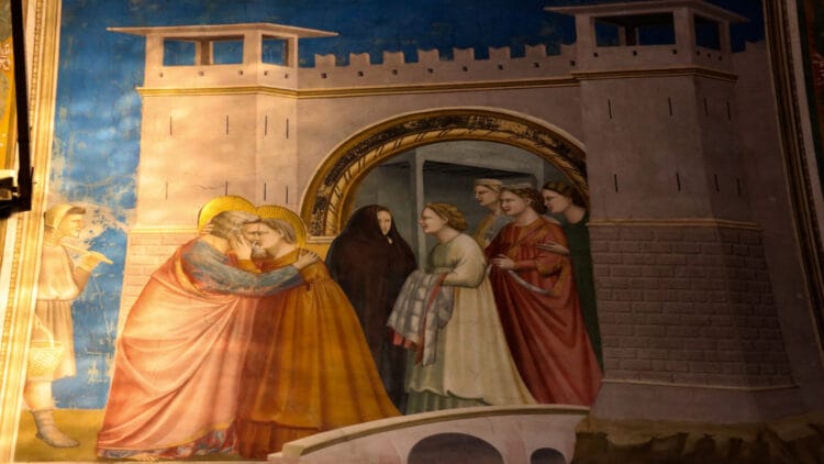 full Giotto’s fresco Meeting at the Golden Gate in the Scrovegni Chapel in Padua