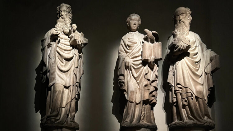 Capital Statues of Evangelists from the 15th Century in the Duomo Museum in Milan