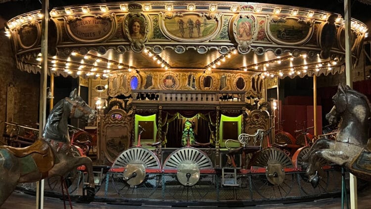 Bicycle Carousel at the Museum of Fairground Arts (Musée des Arts Forains) in Paris