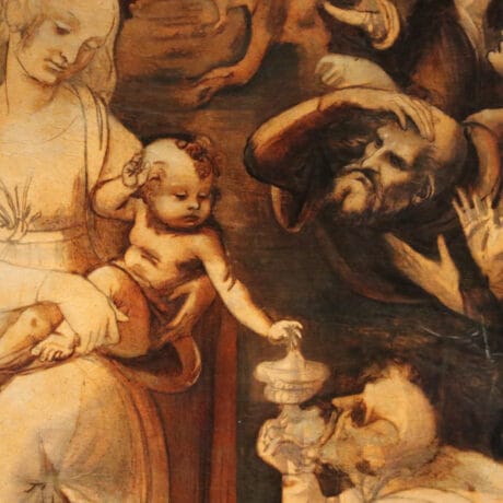 Adoration of the Magi (Detail) by Leonardo da Vinci in the Uffizi