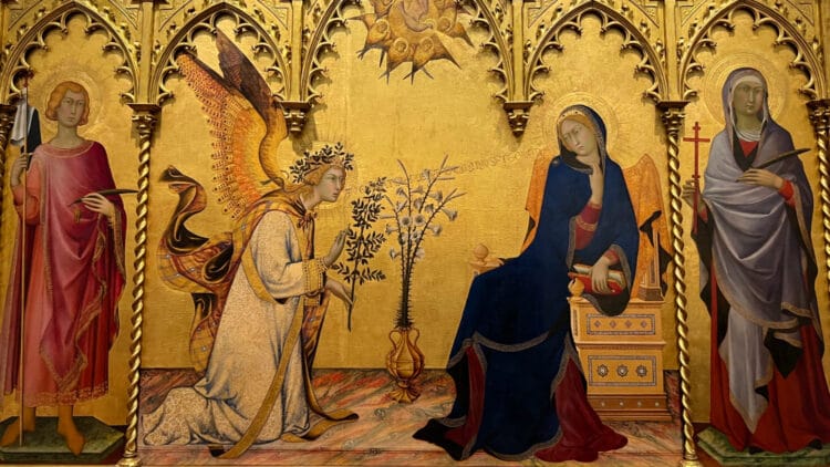 Annunciation with St. Maxima and St. Ansanus -- Simone Martini in the Uffizi