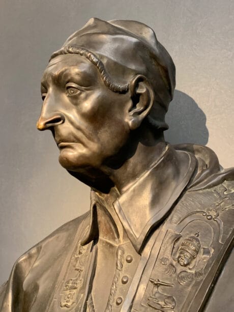 bronze Bust of Pope Benedict XIII, 1724-30, by Pietro Bracci in the Uffizi Gallery Art Museum in Florence