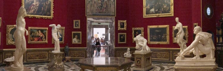 Five marble sculpture from antiquity in the Uffizi Gallery Art Museum in Florence