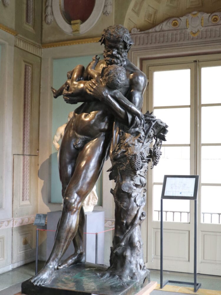 Bronze Silenus and the Young Bacchus by Jacopo del Duca in the Uffizi Gallery in Florence