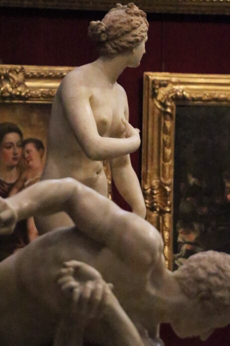 Venus de Medici in the Uffizi seen from the right behind the Wrestlers